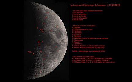 Panoramique annoté de la Lune au 6ème de lunaison
