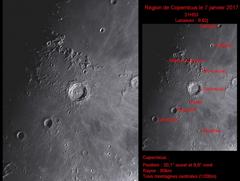 Région de Copernicus à 9,62j de lunaison