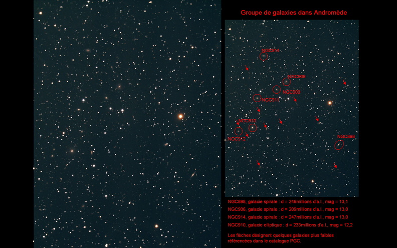 Groupe de galaxies autour de NGC906 (Andromède)