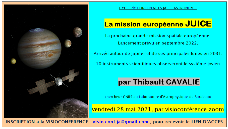 VISIOCONFÉRENCE PUBLIQUE JALLE ASTRONOMIE, VENDREDI 28 MAI 2021