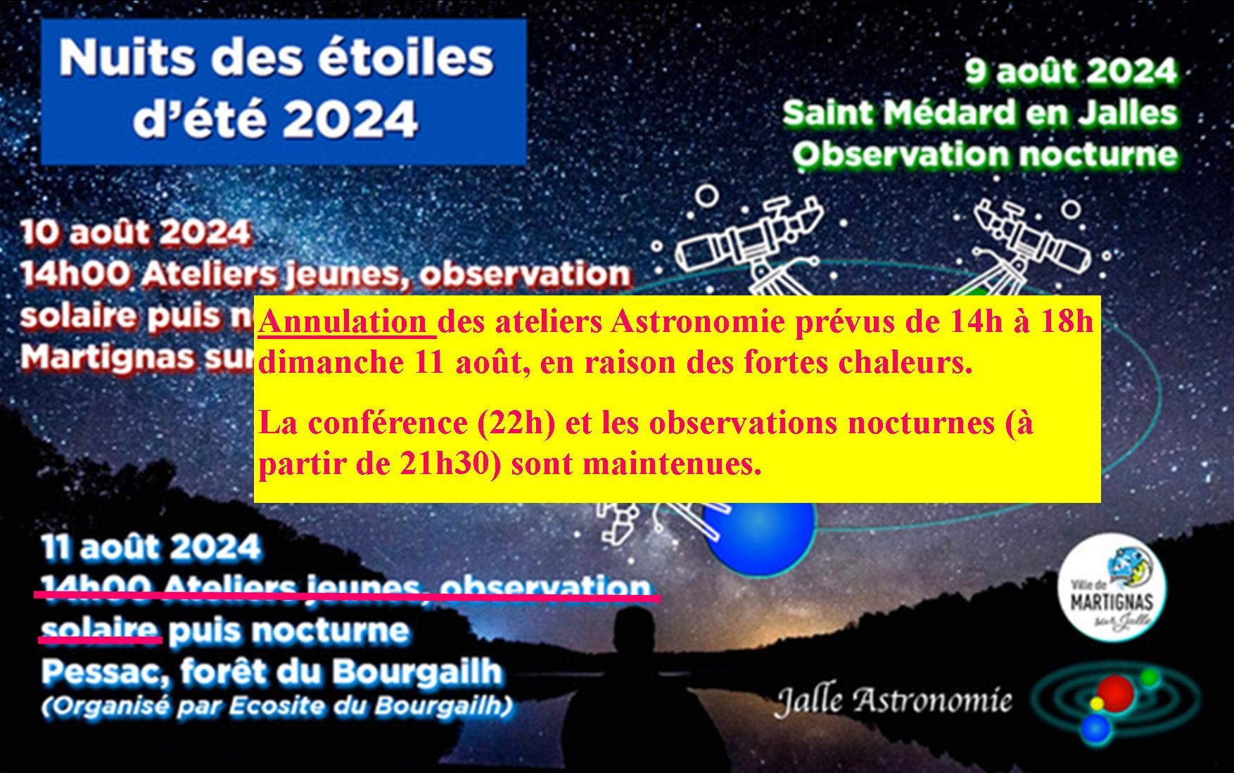 Changement pour Nuit des étoiles du 11 août