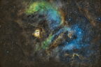 SH2-54 (5579 visites) Sh2-54 est une grande nébuleuse en émission visible dans la queue de la constellation du serpent.
... SH2-54